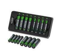 BEVIGOR AA & AAA Rechargeable Batteries with Charger Set, 8 Pcs AA 2800mAh & 8 Pcs AAA 1100mAh Ni-MH Batteries with 8 Independent Slot Battery Charger, Type C Input 5V 2A Fast Charging Function