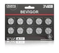 BEVIGOR CR2016 Lithium 3V Coin Batteries 10 Pack, Button Batteries Compatible with Medical and Fitness Devices for Child Safety, Suitable for Car Key Fobs, Car Remote, Watch, Candle and More