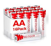 BEVIGOR Lithium AA Battery Pack of 16, Double A Battery, 3000mAh 1.5V High Capacity Long Lasting AA Lithium Batteries [ Disposable Batteries ]
