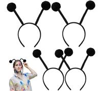 Beviliu 4 PackAntenna Headband Costume with Bendable Plush Pompom Bopper Bee/Snail/Ant/Insect Cosplay Adult, Halloween Christmas Birthday Party, Black