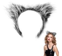 Beviliu Wolf Ears Grey, Wolf Headband Halloween, Fox Ears Headband Adult, Wolf Cat Fox Costume for Christmas Animal Theme Cosplay Party Birthday