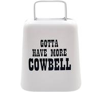 Bevin Bells "Gotta Have More Cowbell" (Small) | White Color | Steel Cow Bell | Loud Noise Maker w/Handle | Made in CT, USA
