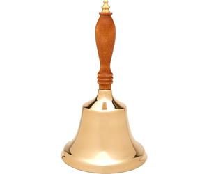 Bevin Bells Solid Brass Hand Bell | 10HB | New England Hardwood Handle | Elegant Hand Call Bell | Noise Makers | Loud Brass Bells | Easy to Grip Handle | Teacher Handheld Bell | Made in CT, USA