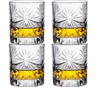 BEVKAF Crystal Whiskey Glasses, Set of 4 Lead Free Hand Blown Crystal, Perfect for Scotch, Bourbon, Manhattans, Old Fashioned's, Cocktail (300ML)
