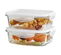 BEVKAF Glass Storage Containers With Lids, Glass Food Containers With Lids,Airtight and Reusable for Soup, Lunch, Leftovers, Salad (2PCS, 1040ML)