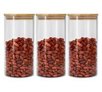 BEVKAF Glass Storage Jars with Lids, High Borosilicate Glass Airtight Kitchen Food Canisters Cylinder Clear Seal Containers with Lid (3 * 1300ML)