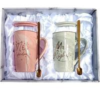 BEVKAF Mr and Mrs Mugs, Mr and Mrs Gifts for Couple, Gifts for Couple Engagement Bride and Groom 14Oz Ceramic Mugs Set (Mr Right & Mrs Always Right)
