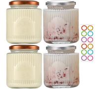 BEVKAF Overnight Oats Jar, Overnight Oats Container for Overnight Oats Salad Jars Salad Dressing Pots Yogurt Pudding Chutney Jam Spice (Silver & RoseGold Lid)