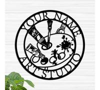 BEVUVA Personalized Art Studio Sign, Custom Painting Metal Wall Art, Artist Name Sign, Art Teacher Gift, Artist Tools Decor, Drawing Lover Gift (Style A)