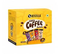 Bevzilla 48 Instant Coffee Powder Sachets (4 Flavours) - 96g | Hazelnut, Classic, Vanilla & Butterscotch Flavor | 12 pouches Each Flavour | Arabica Coffee | Perfect for Espresso, Latte,Cappuccino |