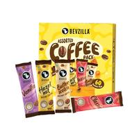 Bevzilla 60 Packets Instant Coffee Powder (4 Flavors), 120g, Hazelnut, Classic, Vanilla and Caramel, 15 Bags of Each Flavor, Arabica Coffee, Perfect for Espresso, Latte, Cappuccino