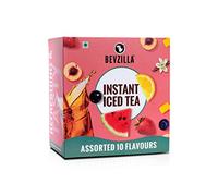 Bevzilla Iced Tea Powder Assorted 10 Flavours Ice Brew Cold Brew Strong & Very Flavourful No Artificial Ingredients 30 Calories Instant Iced Tea Powder 30g Per Bag x 10