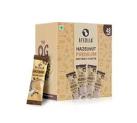 Bevzilla Instant Coffee Powder - 48 Sachets (Hazelnut)| Hot & Cold Coffee| Makes 48 Cups| 100 % Arabica Coffee| Strong Coffee| Easy To Carry| Best Coffee| Espresso, Latte, Cappuccino