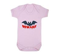 Beware Bats Halloween Statement Baby Grow Vest, 3-6 Months, Pastel Pink