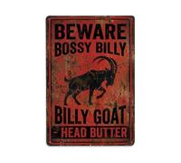Beware Bossy Billy Goat Metal Tin Sign