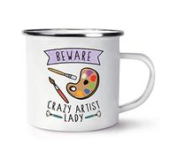Beware Crazy Artist Lady Enamel Mug Cup