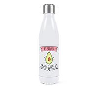 Beware Crazy Avocado Lady Double Wall Water Bottle Insulated Stainless Steel Sports Drinks 500ml White