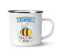 Beware Crazy Bee Man Retro Enamel Mug Cup