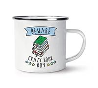 Beware Crazy Book Boy Enamel Mug Cup