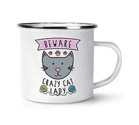 Beware Crazy Cat Lady Retro Enamel Mug Cup
