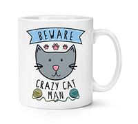 Beware Crazy Cat Man 10oz Mug Cup