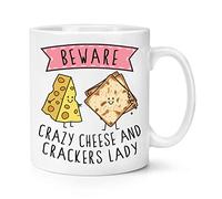 Beware Crazy Cheese and Crackers Lady 10oz Mug Cup