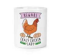 Beware Crazy Chicken Lady Makeup Brush Pencil Pot