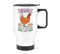 Beware Crazy Chicken Lady Travel Mug Cup with Handle