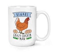 Beware Crazy Chicken Man 15oz Large Mug Cup