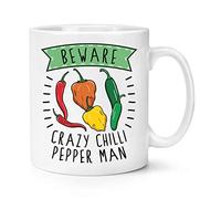 Beware Crazy Chilli Pepper Man 10oz Mug Cup