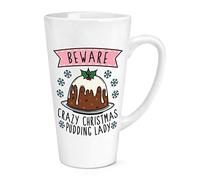 Beware Crazy Christmas Pudding Lady 17oz Large Latte Mug Cup