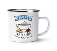 Beware Crazy Coffee Man Enamel Mug Cup