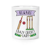 Beware Crazy Cricket Lady Makeup Brush Pencil Pot