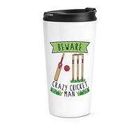 Beware Crazy Cricket Man Travel Mug Cup