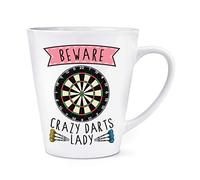 Beware Crazy Darts Lady 12oz Latte Mug Cup