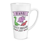 Beware Crazy Dinosaur Lady 17oz Large Latte Mug Cup