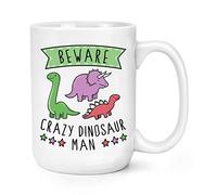 Beware Crazy Dinosaur Man 15oz Large Mug Cup