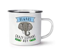 Beware Crazy Elephant Boy Enamel Mug Cup