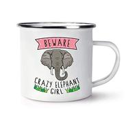 Beware Crazy Elephant Girl Enamel Mug Cup