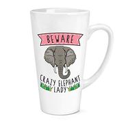 Beware Crazy Elephant Lady 17oz Large Latte Mug Cup