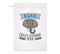 Beware Crazy Elephant Man Tea Towel Dish Cloth