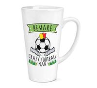 Beware Crazy Football Man 17oz Large Latte Mug Cup