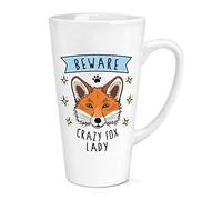 Beware Crazy Fox Lady 17oz Large Latte Mug Cup