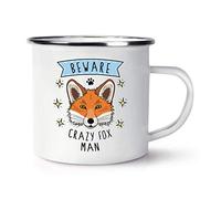 Beware Crazy Fox Man Retro Enamel Mug Cup