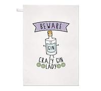 Beware Crazy Gin Lady Tea Towel Dish Cloth
