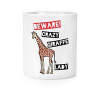 Beware Crazy Giraffe Lady Makeup Brush Pencil Pot