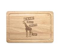 Beware Crazy Giraffe Lady Rectangular Wooden Chopping Board