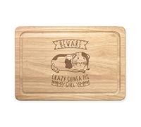 Beware Crazy Guinea Pig Girl Rectangular Wooden Chopping Board