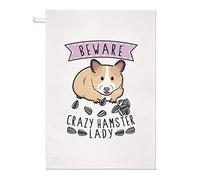 Beware Crazy Hamster Lady Tea Towel Dish Cloth