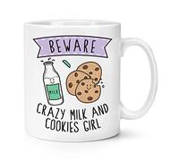 Beware Crazy Milk and Cookies Girl 10oz Mug Cup
